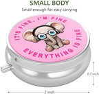 Nipichsha Pill Box, Small Pill Case for Purse & Pocket, Cute Travel Medicine Organizer, Portable Medicine Container Holder to Hold Vitamins, Medication, Fish Oil & Supplement, Pink Pretty Elephant