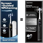SAKYPRORAL AI Sonic Electric Toothbrush for Adults with Brushing Score & Smart Timer Display, 6-Zone Tracking, Rechargeable Whitening Brush with Soft Heads (Midnight Black)
