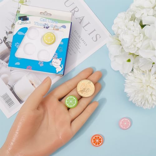 GORGECRAFT 4 Colors Silicone Thumb Grip Caps Cute Kawaii Soft Round Lemon Thumbstick Joystick Rocker Button Cover Replacement Compatible with Switch 1.7x1.7cm
