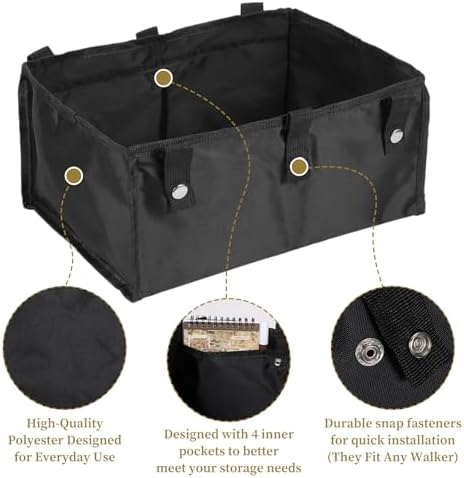 Under Seat Rollator Bags, Four Wheel Rollator Walker Basket Reusable Large Walker Bag Underseat Replacement Medical Basket Walkers Accessories Bags for Seniors Storage Book Essentials