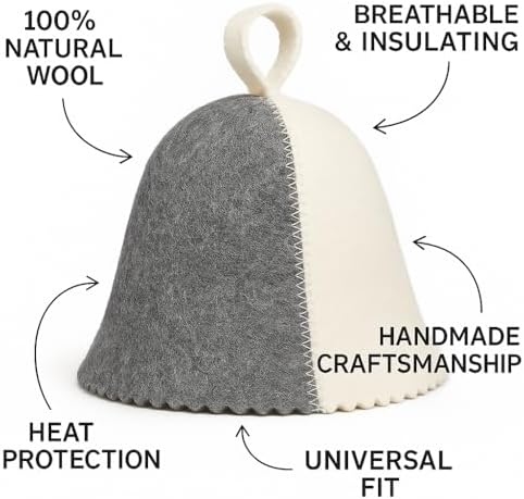 Premium Sauna Hat – 100% Natural Wool, Handmade Sauna Headwear for Men and Women – Eco-Friendly, Breathable