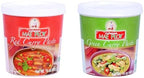 Mae Ploy Thai Curry Paste Bundle - Red and Green Authentic Thai Curry Paste for Traditional Curries and Dishes (14oz Tubs)