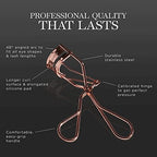 Brilliant Beauty Eyelash Curler with Satin Bag & Refill Pads - Award Winning - No Pinching, Just Dramatically Curled Eyelashes for a Lash Lift in Seconds (Rose Gold)
