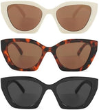 JiSoo Cat Eye Sunglasses with Bifocals Trendy Reading Sunglasses for Women, 3 Pack Designer Sunglass Readers for Women