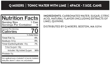 Q MIXERS TONIC WATER with LIME - Real Quinine & Lime Extract - Ideal for Cocktails & Mocktails - Made with Real Ingredients, Perfectly Carbonated & Lightly Sweet - 7.5 Fl oz (Pack of 24)