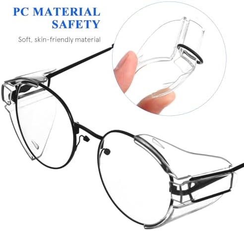 Ipetboom Safety Glasses Side Shields - 2 Pairs Universal PC Clip-on Protective Eye Shields Transparent Side Wings for Over Eyeglasses Eye Protection Fits Most Eyewear