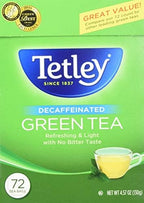 Tetley Green Tea, Decaffeinated â€‘ 72 bags, 4.57 oz box
