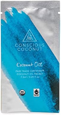 Conscious Coconut Organic Coconut Oil Packets – 10 Travel Packets, Fair Trade, Centrifuged, Raw Virgin Coconut Oil for Wellness, Skin & Personal Care, Used in Hospitals Nationwide
