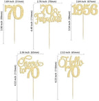 Gyufise 30Pcs 70th Birthday Cupcake Toppers 70 Fabulous Cupcake Picks Cheers to 70 1956 Cake Decorations for Happy 70th Birthday Wedding Anniversary Party Decoration Supplies Gold