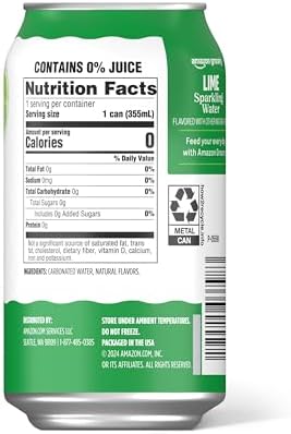 Amazon Grocery, Sparkling Water, Lime, 12 Fl Oz, 12 Cans