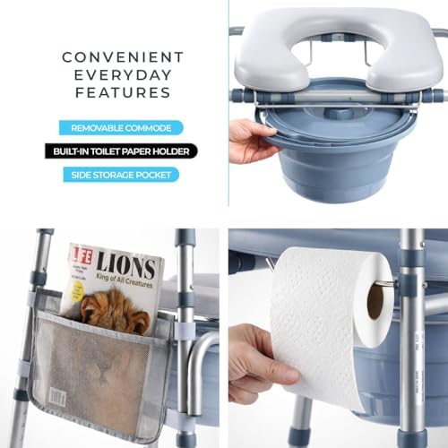 Toilet Seat Risers for Seniors Bedside Commode for Elderly Width and Height Adjustable Raised Toilet Seat with Handles for Elderly Handicap, Elevated, Pregnant, Fit Any Toilet Heavy Duty Up to 400lbs