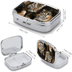 Siberian Tiger Pill Box 2 Compartment - Small Metal Medicine Organizer Portable Pill Case for Purse Pocket Travel Vitamin Organizer for Men Women, BPA-Free