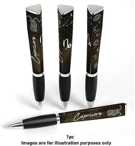 ANINKABOVE Capricorn Zodiac Sign Ballpoint Pens (3-Sided Pen in acrylic case) Zodiac Pen Gift, Cool Constellation Design, Zodiac Gifts Pretty - Fancy Pens Great Astrology Gifts for Women and Men
