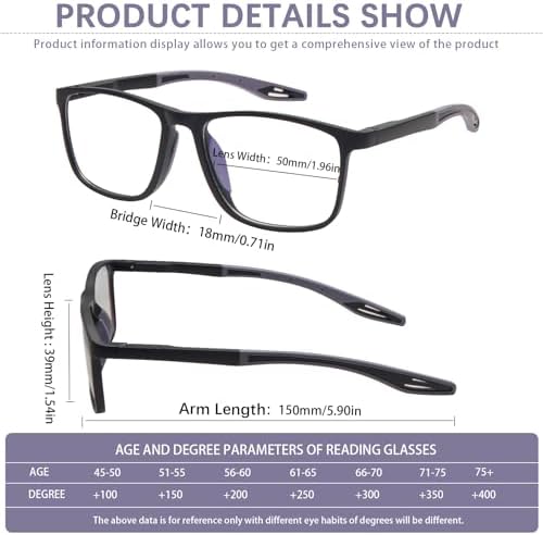 Progressive Multifocal Reading Glasses for Men Photochromic Gray Sunglasses Sports Style Blue Light Blocking Readers
