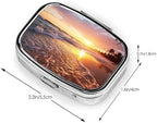 Square Round Pill Case Tropical Beach Sunset Pill Box Daily 2 Compartment Travel Pill Container for Pocket Purse Portable Medicine Cod Liver Oil Storage Box 2 Times a Day Pill Organizer