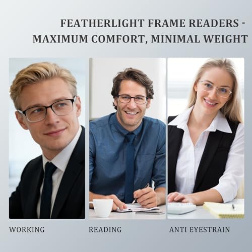 AQWANO 2.5 Computer Reading Glasses Men Women Blue Light Blocking, Lightweight TR90 Flexible Frame Readers Glasses Anti Glare, No Rubber