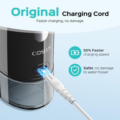 COSLUS Original Water Flosser Charger: for Aquasonic, Nicwell, Oralfree, Nicefeel, Hangsun, Tovendor, Zerhunt Figure-8 Replacement Charger Water Flosser, Dental Pick Charger Cord, USB A White