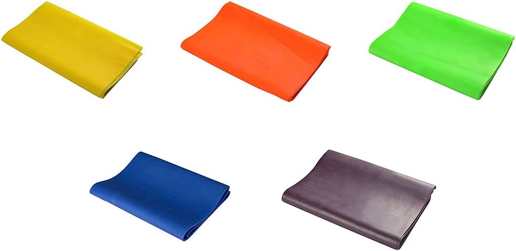 Val-u-Band Resistance Bands, Pre-Cut Strips, 5', 5-Piece Set, 1 Each of Peach, Orange, Lime, Blueberry, Plum, Latex-Free