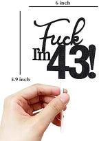 43 Birthday Cake Toppers - Black Glitter, Funny 43rd Cake Topper for Men & Women, 43rd Birthday Decorations