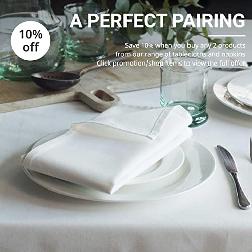 Organic Cotton Napkins - 4 Pack - 45 x 45 CM (18 x 18 in) - White; Easy-Care Washable Reusable Heavyweight Fabric; Eco-Friendly Cloth Dinner Napkins for Dining Party/Everyday Use