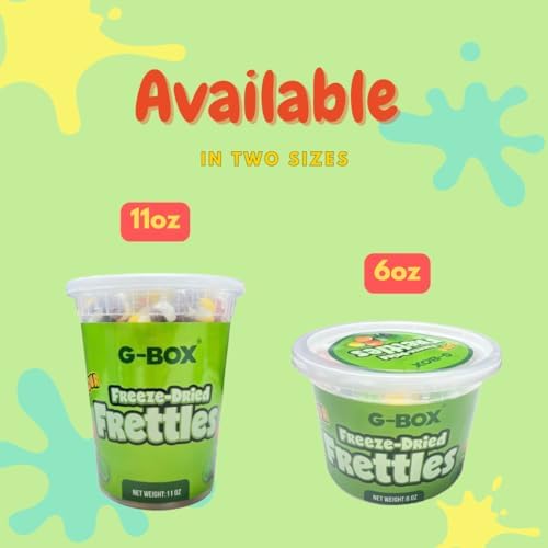 G-BOX Freeze Dried Sour Frettles, Freeze Dried Candy, TikTok Trend Items, Delightful Crunchy Fruity Flavorful Burst, Air-tight Sealed in a Deli Container (Sour - 11 OZ)