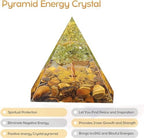 Tree of Life Orgone Pyramid for Positive Energy, Orgonite Peridot&Tiger Eye Healing Crystal Pyramids for Reduce Stress Chakra Reiki Healing Meditation Attracts Lucky and Success