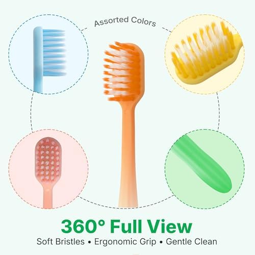20 Pack Disposable Toothbrushes with Toothpaste, Individually Wrapped, Soft PBT Bristles, Peanut Grip Handle, Fluoride-Free, Bulk Travel Kit for Hotel, Guests, Emergency, Adults & Kids