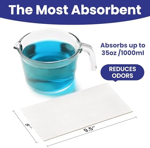 Super Absorbent Commode Pads 50 Count – Disposable Gel Pads for Bedside Commode Liners, Portable Toilets, Bedpans & Potty Chairs – Fast Absorption, No Mess, Medical Grade Protection