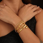 Moodear Chunky Gold Bangle Bracelets for Women – 14K Gold Plated Statement Cuff Bracelet, Trendy Fashion Jewelry Bangles Gifts
