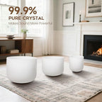 CVNC Set of 3 PCS 440HZ 6" A Note 8" F Note and 10" C Note Frosted Chakra Quartz Crystal Singing Bowl with Carry Case Bag for Sound Healing Meditation