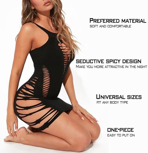 Famstar Sexy Lingerie for Women Naughty Fishnet Lingerie Set Bodysuit Outfits Teddy Babydoll Erotic Mesh Women’s Outfits