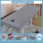 Premium Reusable Massage Table Sheets Bed Cover 75 x 31.5 Inches with Face Hole, Fitted Table for Master Massage, Waterproof and Oilproof, Stain and Wrinkle-Resistant, Machine Washable（Gray