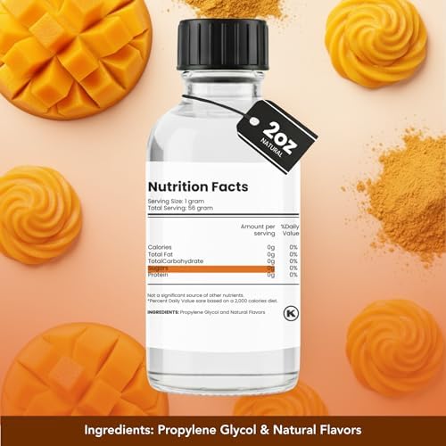 Dolce Flav Natural Mango Agua Fresca Extract, Water-Soluble – 2 oz | Tropical Ripe Mango Flavoring for Beverages, Desserts & Syrups – Sugar-Free, Kosher, Allergen-Free