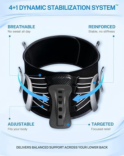Back Brace for Lower Back Pain, Back Support Belt for Men & Women for Sciatica, Scoliosis and Herniated Disc Relief, Breathable+Lumbar Support Pad Provide 10X Support Fits 35.5-39.4"(Size L)