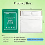 4 PCS Disposable Bed Sheet Queen Size, Travel Sheet for Hotel, Disposable Sheet for Travel Bedding Cover Portable Sheet with 1 Quilt Cover, 1 Sheet and 2 Pillowcase for Travel Business Trip Spa Hotel