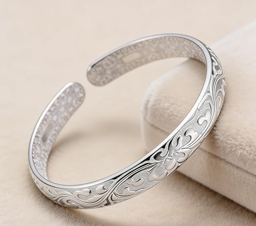 AINIFU Women Blossoms Jewelry Sterling Silver Bracelet Fashion Cuff Bangle Chain Bracelets Practical Processed Personalized Ideas Bracelet