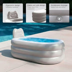 Inflatable Bathtub with Electric Air Pump and Bath Pillow - Portable Bathtub with Zippered Lid and Cup Holder Suitable for Indoor and Outdoor Use