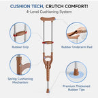 Loyoda Adjustable & Shock-Absorbing Crutch with Dual Height Adjustment, Under Arm Crutches for Adults & Kids 4'3" to 6'3"，Ergonomic Handle & Durable Rubber Tip for Maximum Comfort and Support