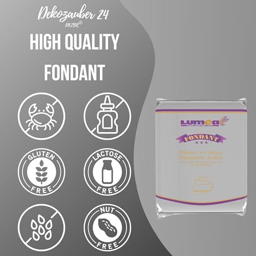 Dekozauber24 Fondant silver, 8.8oz, for cakes and figurines, vanilla taste, fondant icing ready to roll