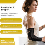 Arm compression Sleeve (1 Pair),Copper Elbow Compression Sleeve,Elbow Brace for Tennis Elbow Tendonitis,Full Arm Sleeve for Men & Women,Sports Support & Recovery (Black, Medium)