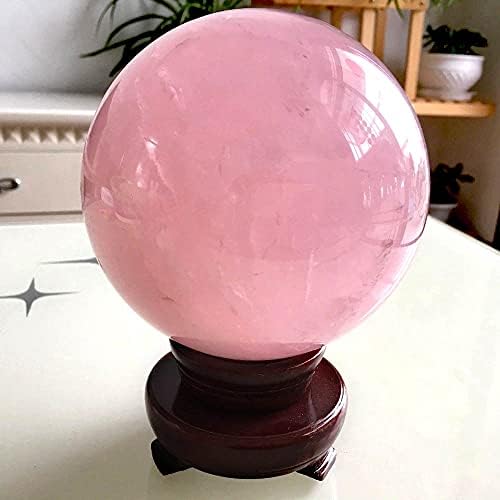 3.54inch Natural Pink Rose Quartz Magic Crystal Healing Ball Ornament Sphere + Base (9cm (3.54inch))