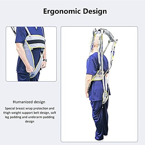 Transfer Nursing Sling Toileting Hoist Sling, Lift Walking Slings,Standing Aid Strap,Divided Leg Full Body Leg Trainers Exercise Support Reusable and Washable