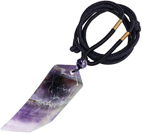 Nupuyai Wolf Tooth Amulet Crystal Necklace for Women Men, Healing Stone Pendant with Adjustable Rope