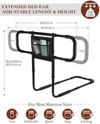 Siebenschläfer Bed Rails for Elderly Adults Safety, Extended Bed Assist Rail for Seniors - Adjustable Side Bed Guard Rails Handle Support Bar with Storage Bag, Fit King Queen Full Twin Beds