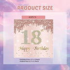 40PCS 18th Birthday Napkin Rose Gold 18th Birthday Decorations for Girls Happy 18 th Birthday Disposable Paper Beverage Cocktail Napkins for 18 th Birthday Party Favors 2-Ply