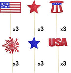 4th of July Cupcake Toppers Independence Day Decorations Patriotic Cupcake Picks for Party Supplies National Memorial Day American Flag Design Bake Favors Cheerleader Photo Props for Adults 18PCS