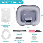 Inflatable Shampoo Basin, Loc Detox Tub for Dreads, Shampoo Buddy Bowl for Bedridden, Disabled,Injured with 2.5 GL Portable Water Shower Bag（Silvery）