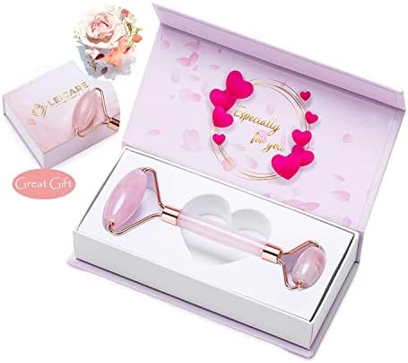 Jade Roller for Face - Rose Quartz Face Roller Skin Care - Stone Facial Roller, Face Massager for Women, Relieve Stress, Remove Wrinkles Eye Puffiness