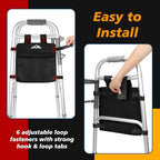 supregear Walker Side Bag, Multi Pocket Storage Pouch for Folding Walker, Water Resistant Lightweight Hand Free Carrier Tote, Universal Size Seniors Caddy Attachment