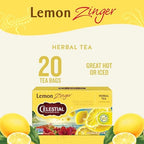 Celestial Seasonings Lemon Zinger Herbal Tea, Caffeine Free, 20 Tea Bags Box, 6-Pack